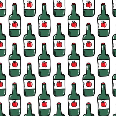 Elma şırası dikişsiz karalama deseni, vektör illüstrasyonu