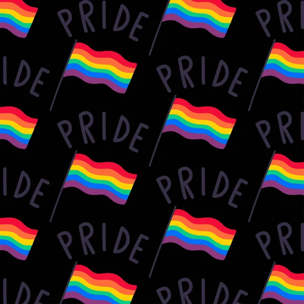 Lgbtq Bandera Del Arco Iris Patrón Garabato Sin Costura Ilustración — Vector de stock