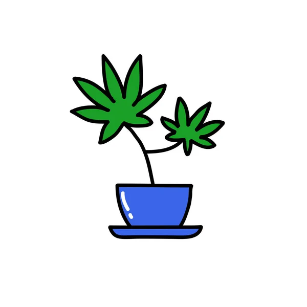 Marijuana Plant Doodle Icon Vector Illustration — Stock Vector