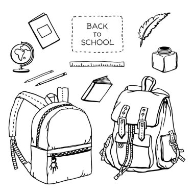 El çizimi vektör okulu nesnesi ayarlandı. Okuldaki illüstrasyonlar