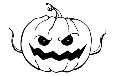 Cadılar Bayramı balkabağı beyaz arka planda küçük el-lahanaları ile izole