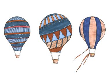 İşaretlerle çizilmiş mavi balon etiketleri