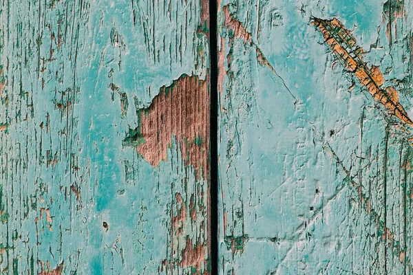 Gros plan du fond de texture grunge en bois écorché vert avec des planches verticales. Vieille toile de fond bois. — Photo