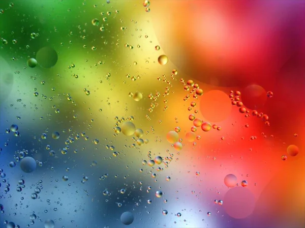 Beautiful Colorful Bubbles Oil Water Colorful Background Macro Image Sweet — Stock Photo, Image