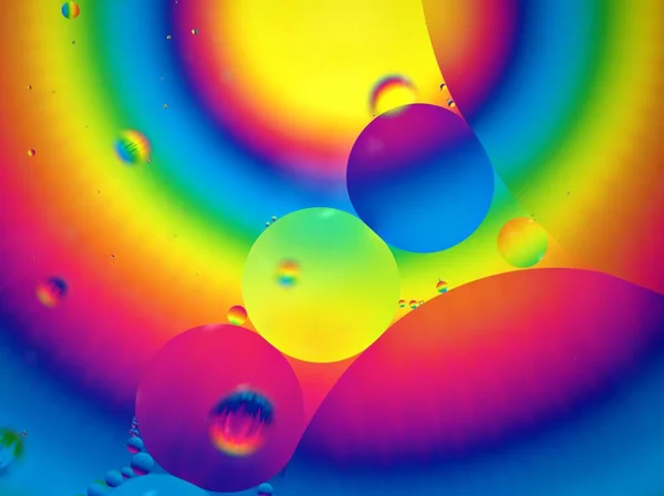 Крупный План Красивые Абстрактные Пузырьки Масла Красочным Пастельным Блестящим Фоном — стоковое фото