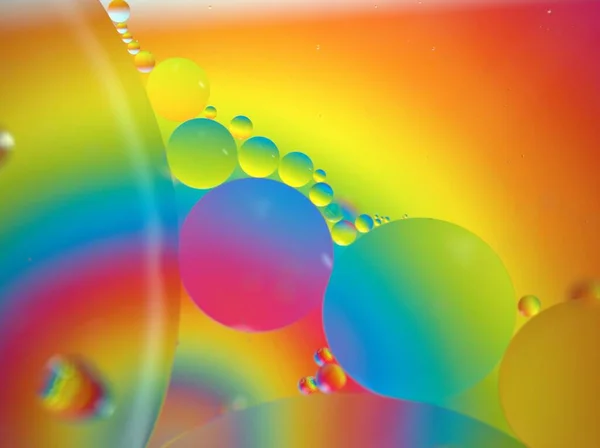 Nahaufnahme Schöne Abstrakte Ölblasen Mit Buntem Pastellfarbenem Hintergrund Makrobild Süße — Stockfoto