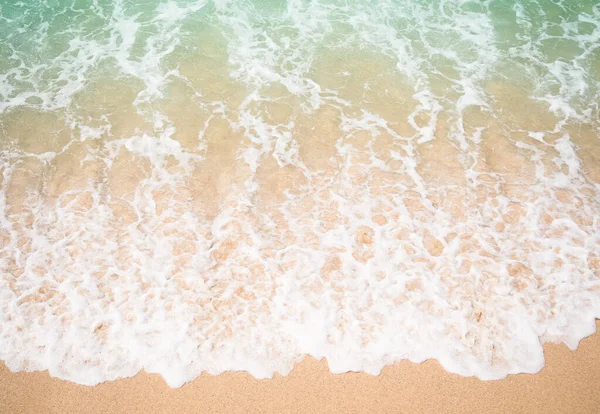 Zand Strand Met Witte Zee Zachte Golf Top Uitzicht Voor — Stockfoto