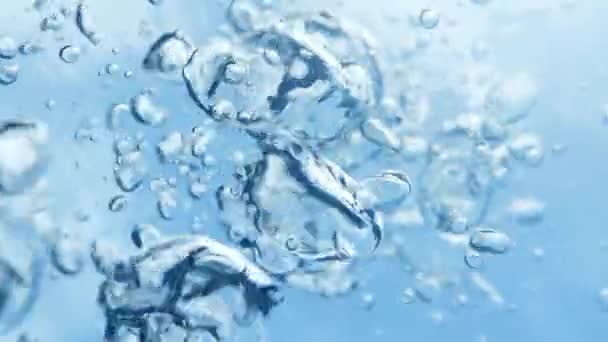 Agua Azul Pura Limpia Con Burbujas Subiendo Superficie — Vídeos de Stock