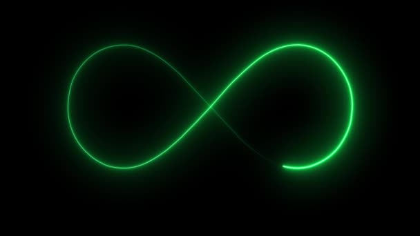 Neon Progress Loading Infinity Sign on Black Background Four Colors — Stock Video