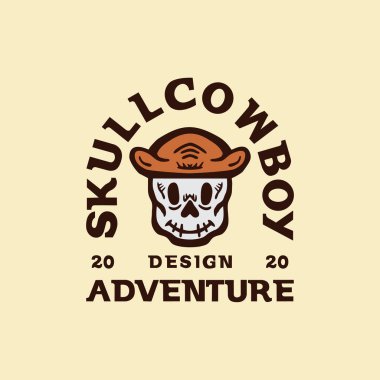 Kafatası Kovboyu Grafik Çizim Vektörü Tişörtü Tasarımı