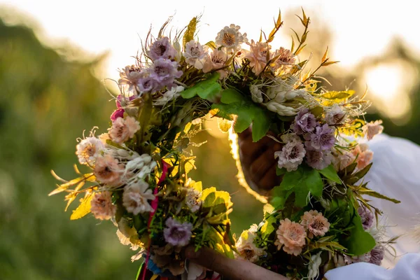 Tarla çiçekleri arasından gün ışığı geliyor.