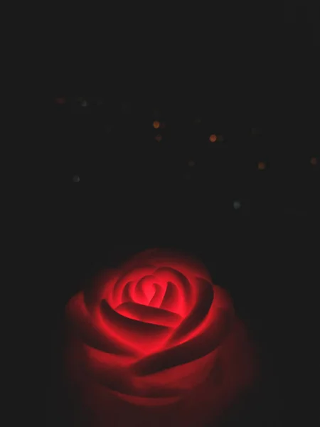 Rose Shaped Night Light Night Town — Stock Photo, Image