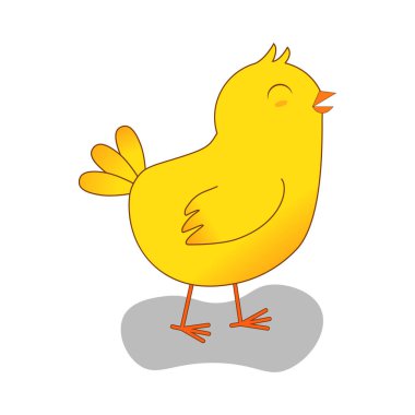 Beyaz arka planda şirin küçük vektör tavuk
