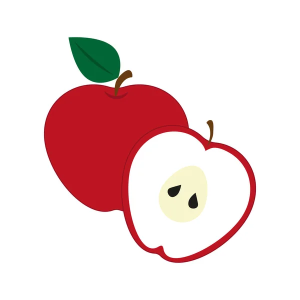 Manzanas Ilustración Vectorial Rodajas Sobre Fondo Blanco — Vector de stock