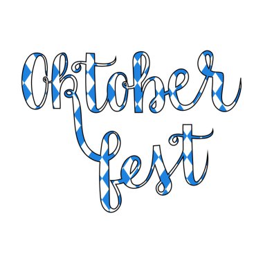 Oktoberfest el yazısı harf rhomb bayrak renk vektörü beyaz arkaplan