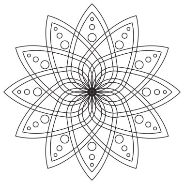 Mandala beyaz arkaplan üzerindeki basit ana hatlı vektör çizimi
