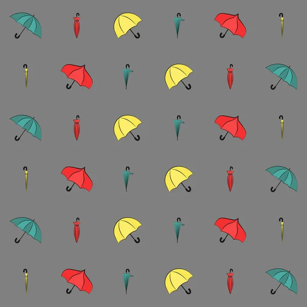 Parapluies Rouges Jaunes Bleus Ouverts Fermés Motif Vectoriel Illustration Sans — Image vectorielle