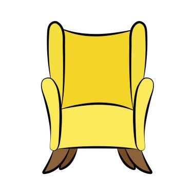 Beyaz arkaplanda sarı koltuk vektör çizimi