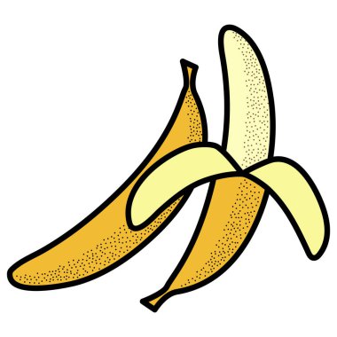 Beyaz arkaplanda logo ve simge veya yiyecek etiketleri için muz vektör illüstrasyonu