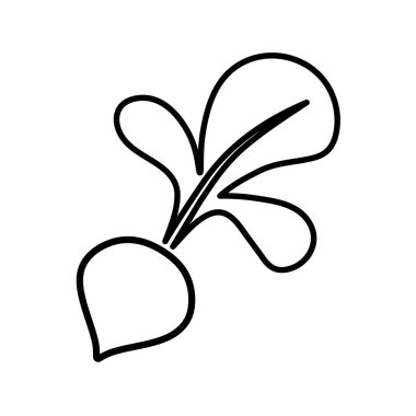 Beyaz arkaplanda minimalist biçimde turp vektör özeti çizimi