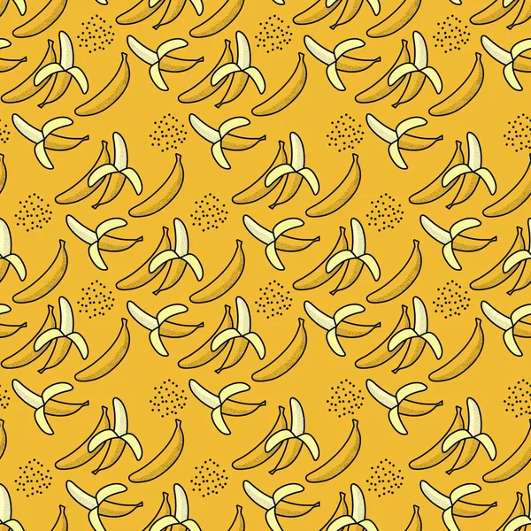 Векторный Бесшовный Рисунок Спелыми Бананами Упаковки Бумаги Магазины Печати Кухонной — стоковый вектор