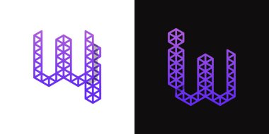 IW ve WI Polygon Logosu harfleri, IW veya WI harfleriyle çokgen ile ilişkili işler için uygun.