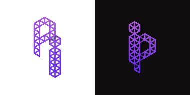 IP ve PI Polygon Logosu, IP veya PI baş harfli çokgen ile ilgili işler için uygundur