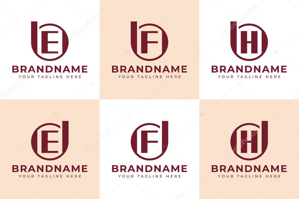 Letters BE BF BH DE DF DH Logo Monogram, for EB FB HB ED FD HD initials
