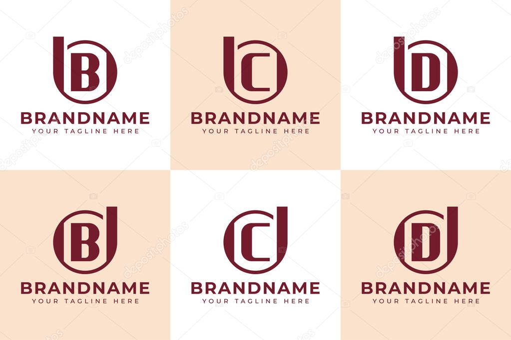 Letters BB BC BD DB DC DD Logo Monogram, for BB CB DB CD DD initials