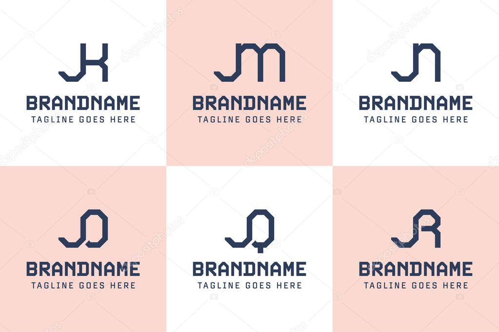 Letters JK JM JN JO JQ JR Monogram Logo, for KJ MJ NJ OJ QJ RJ initials