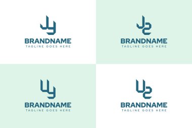JY JZ UY UZ Logo Monogram Set, YJ ZJ YU ZU baş harfleri için