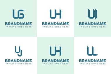 Harfler UG UH UI UJ UK UL Logo Monogram Set, GU HU IU JU KU LU harfleri