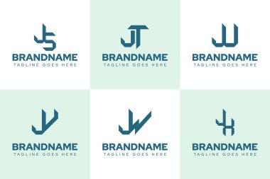 Harfler JS JT JU JV JW JX Logo Monogram Set, SJ TJ VJ WJ XJ baş harfleri