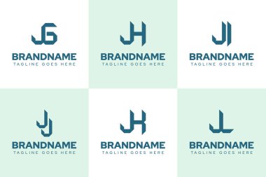 Harfler JG JH JI JJ JJ JL Logo Monogram Set, GJ JJ JJ KJ LJ baş harfleri