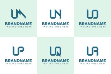 MU NU OU QU RU baş harfleri için BM UO UP UQ UR Logo Monogram Set