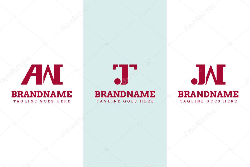 Letters AW JT JW Monogram Luxury Logo Set, for WA TJ WJ initials