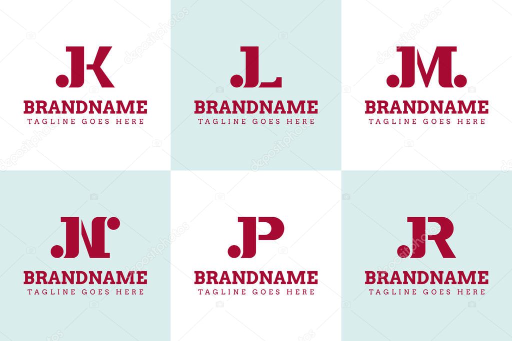 Letters JK JL JM JN JP JR Monogram Luxury Logo Set, for KJ LJ MJ NJ PJ RJ initials