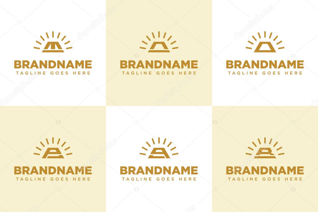 Letter M N O P Q R MI NI PE GQ RB Shine Gold Bar Logo Set, symbolizing wealth, luxury, and premium value