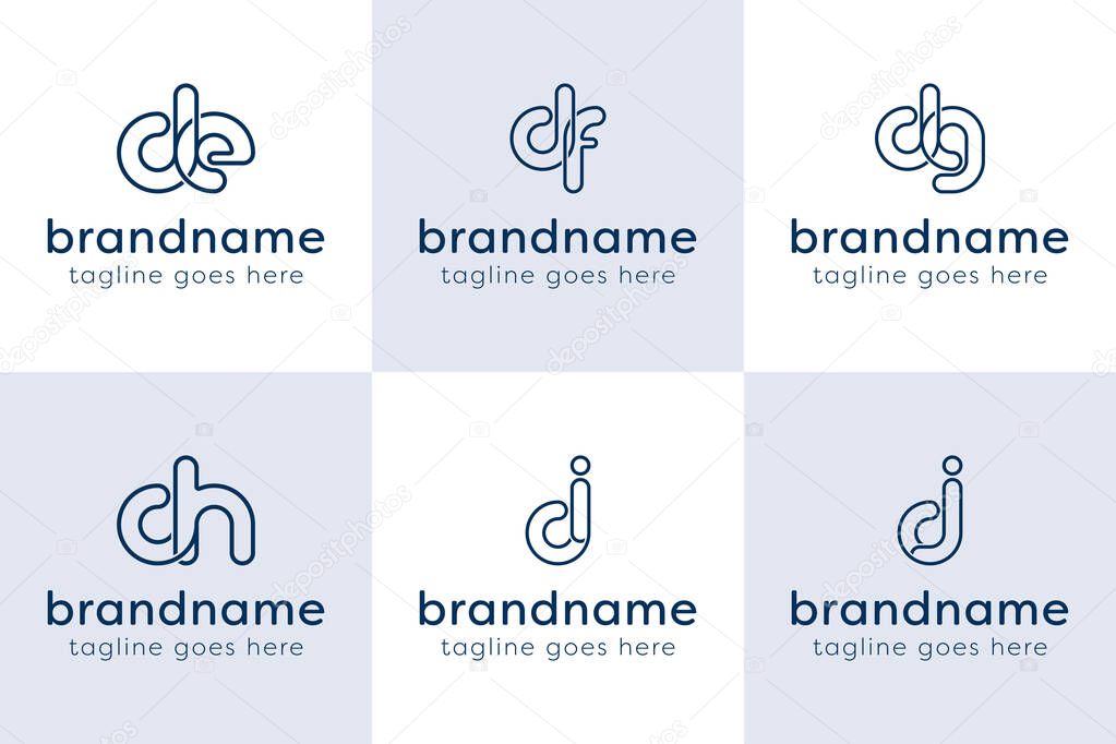 Letters DE DF DG DH DI DJ Monogram Line Logo, for ED FD GD HD ID JD initials