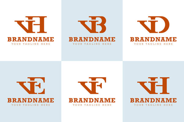 Letters VA VB VD VE VF VH Monogram Logo, for AV BV DV EV FV HV initials