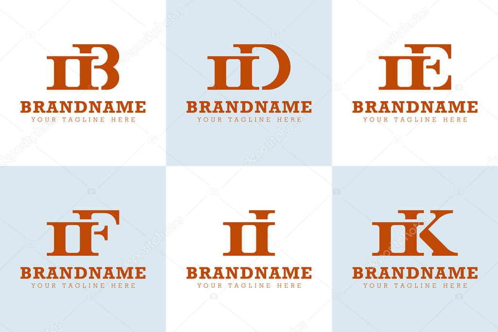 Letters OB OD OE OF OI OK Monogram Logo, for BO DO EO FO IO KO initials