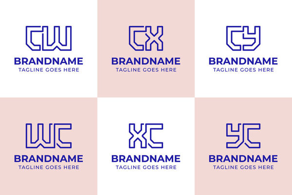 Letters CW WC CX XC CY YC Monogram Logo Set, suitable for any business