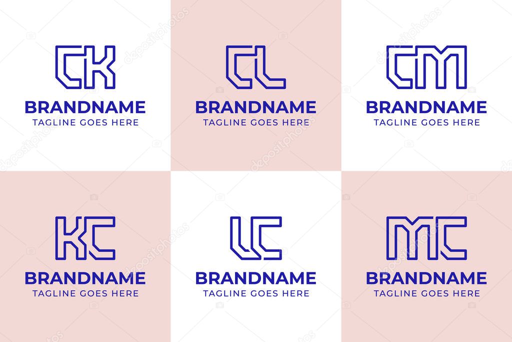 Letters CK KC CL LC CM MC Monogram Logo Set, suitable for any business