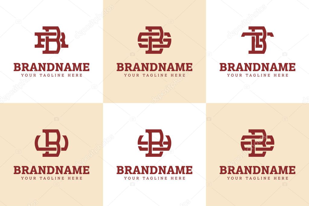 Letters BR BS BT BU BY BZ Monogram Logo Set, for RB SB TB UB YB ZB initials