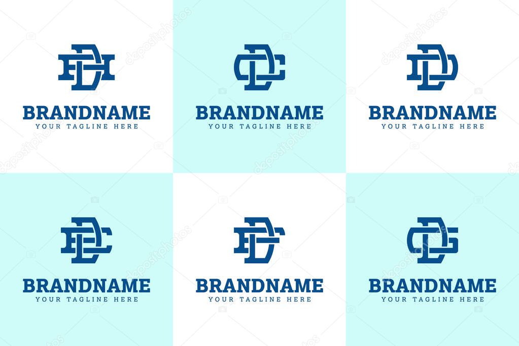 Letters DA DC DD DE DF DG Monogram Logo Set, for AD CD DD ED FD GD initials