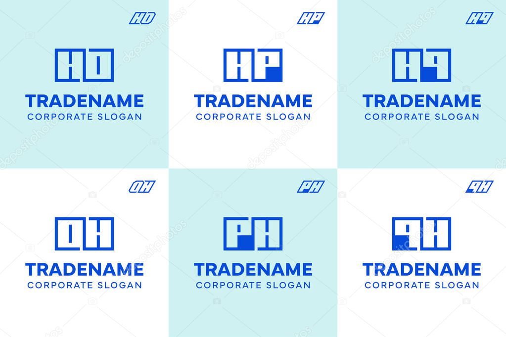 Letters HO OH HP PH HQ QH Square and Dynamic Logo Set