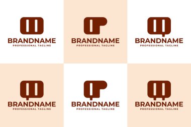 Harfler OO OQ QP QP QQ Monogram Logo Set, OO QO QO PQ Baş harfleri