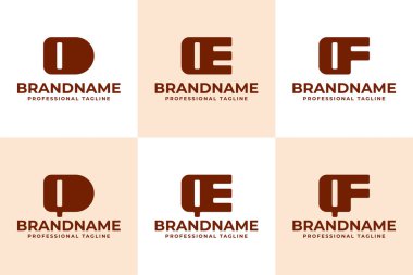 DOEO FO DQ EQ FQ Baş harfleri için QD QE QF Monogram Logo Set