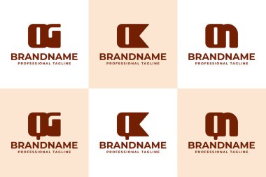 Go KO NO GQ KQ NQ Baş harfleri için QK QN Monogram Logo Seti üzerinde OG Tamam