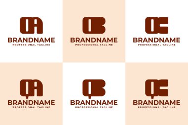 Harfler OA OB OC QA QB QC Monogram Logo Set, AO CO QA BQ Baş harfleri